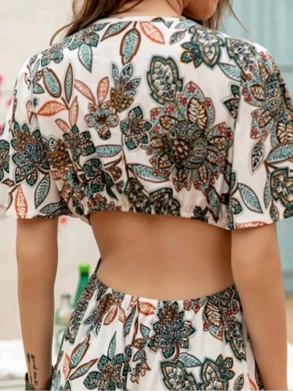 New Rust Tydustty Floral V-Neck High-Low Dress
